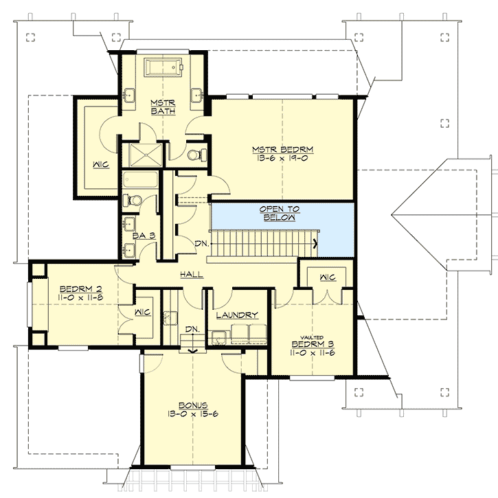 Plan 23769JD: Rustic 4-Bed Mountain Craftsman Home Plan with Den and Bonus Room - Floor Plan - 2nd Floor - Craftsman, Mountain, Northwest
