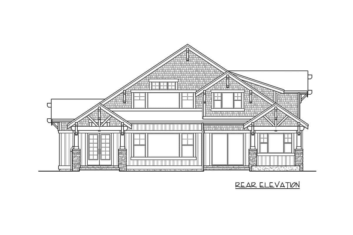 Plan 23769JD: Rustic 4-Bed Mountain Craftsman Home Plan with Den and Bonus Room - Image #5 - Craftsman, Mountain, Northwest