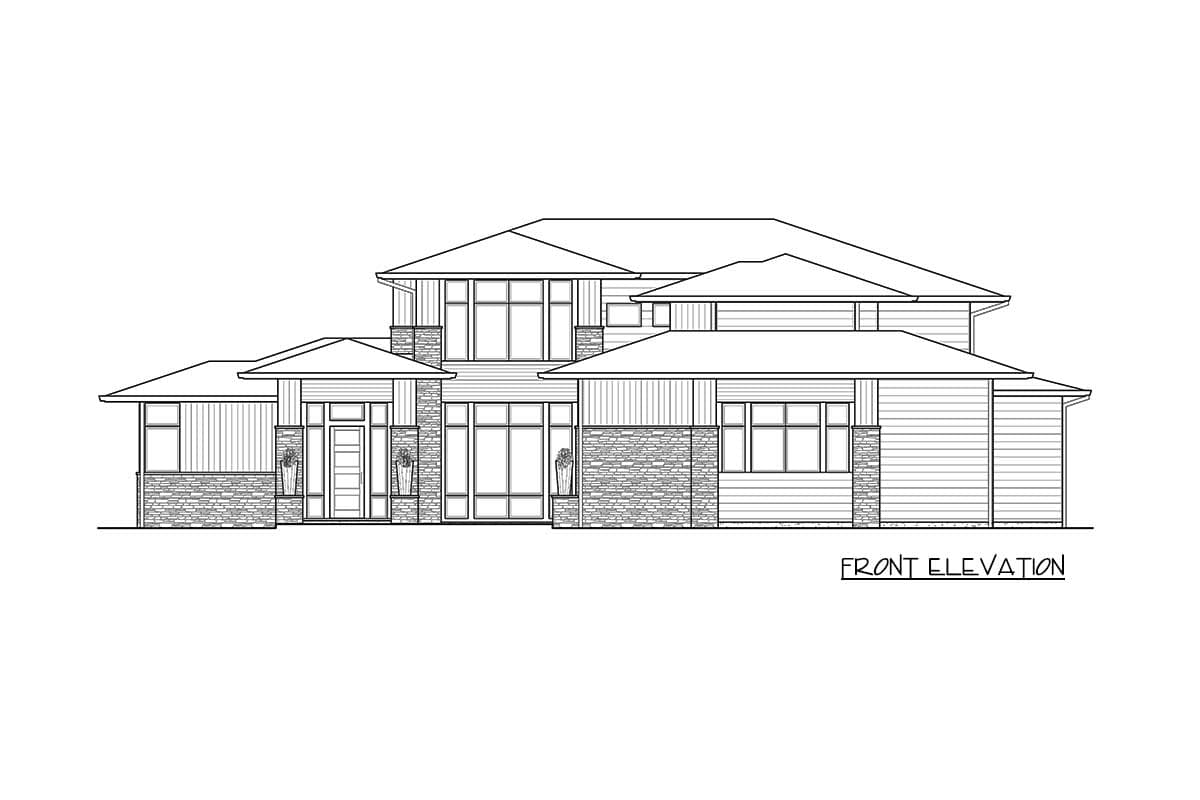 Plan 23774JD: Modern 4-Bed House Plan with Indoor / Outdoor Living Spaces - 3485 Sq Ft - Image #8 - Contemporary, Mid Century Modern, Modern, Prairie