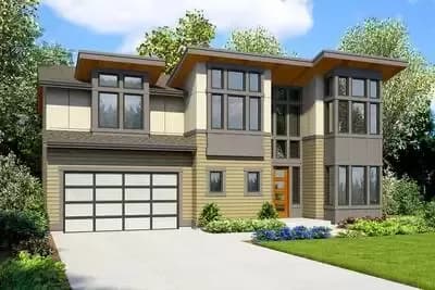 5-Bed Modern Home Plan with Second-Level Master and Bonus Room