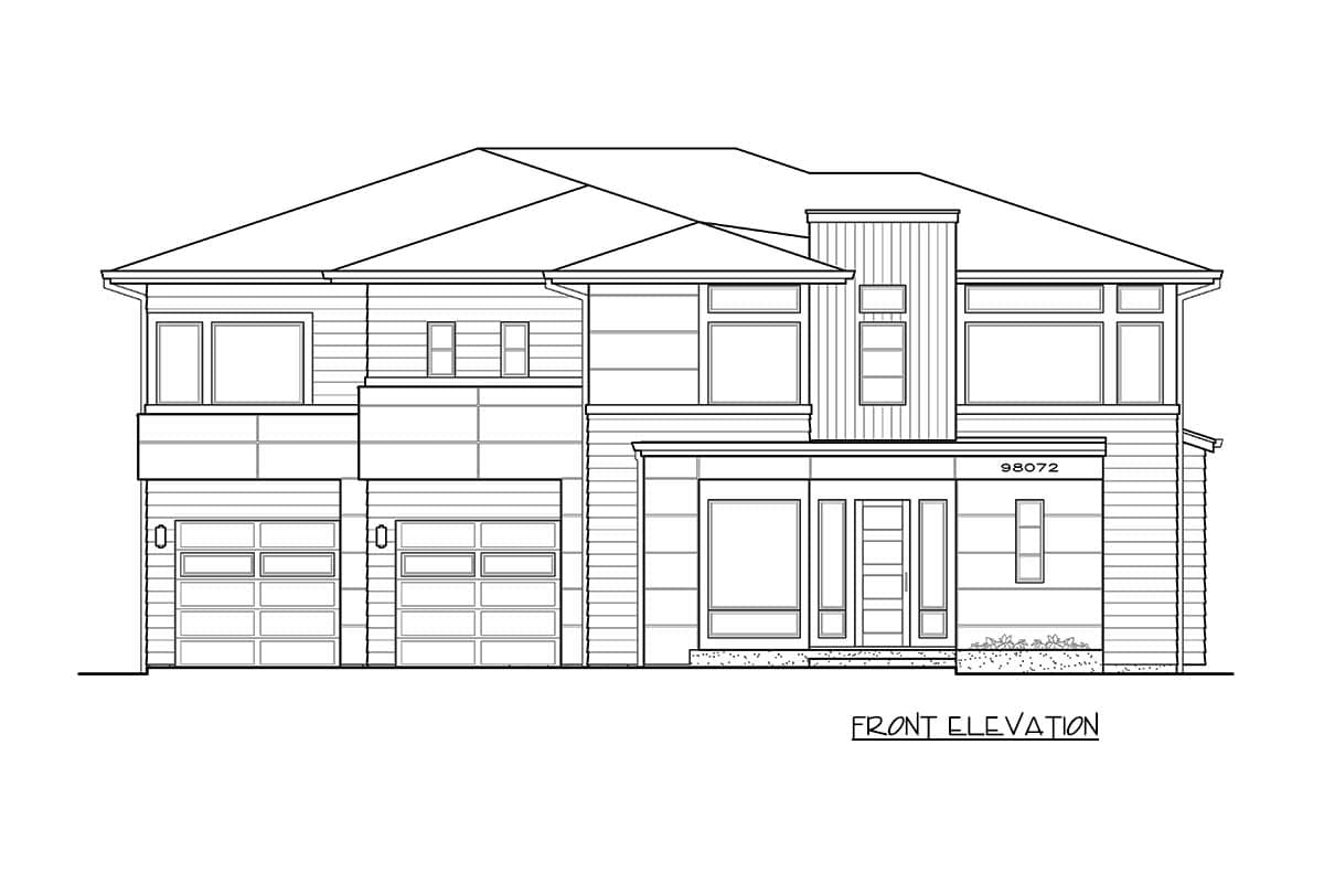 Plan 23777JD: 5-Bed Modern House Plan with Bonus Room and Second-Level Master - Image #5 - Contemporary, Modern, Northwest