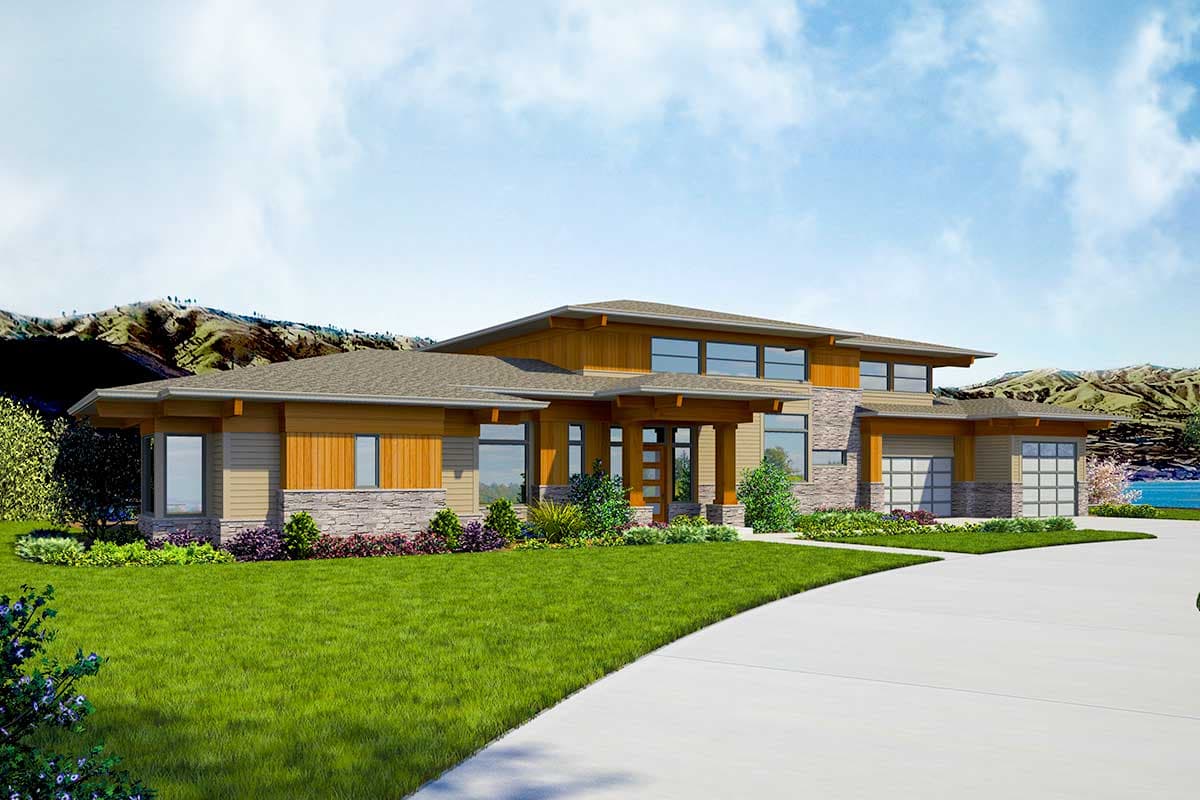 Plan 23780JD: 4-Bed Contemporary Home Plan with Multiple Covered Porches and Outdoor Kitchen - Image #39 - Coastal, Contemporary, Mid Century Modern, Modern, Northwest, Prairie