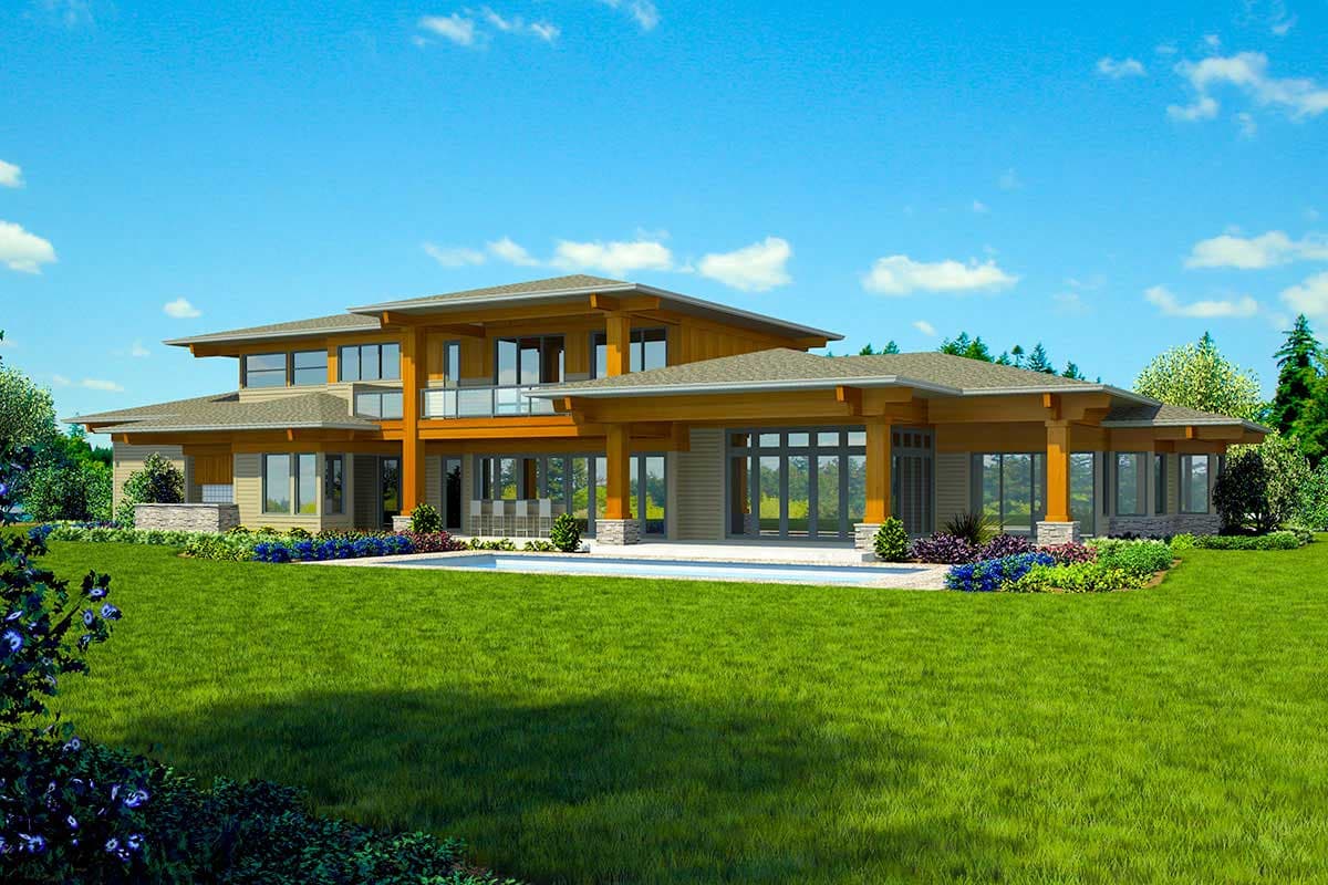 Plan 23780JD: 4-Bed Contemporary Home Plan with Multiple Covered Porches and Outdoor Kitchen - Image #41 - Coastal, Contemporary, Mid Century Modern, Modern, Northwest, Prairie