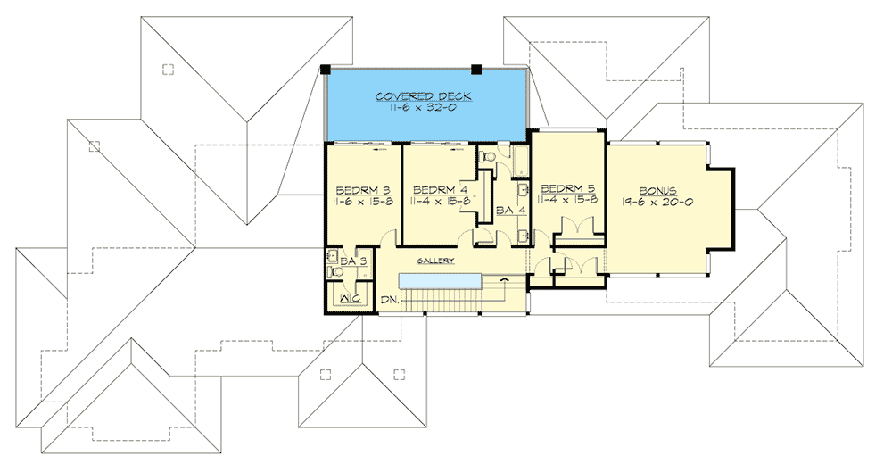 Plan 23780JD: 4-Bed Contemporary Home Plan with Multiple Covered Porches and Outdoor Kitchen - Floor Plan - 2nd Floor - Coastal, Contemporary, Mid Century Modern, Modern, Northwest, Prairie