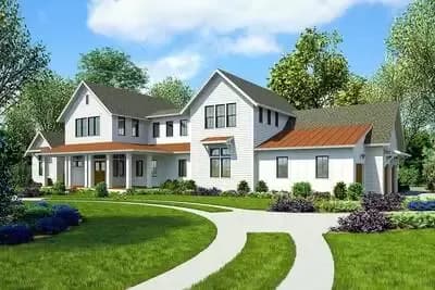 Sprawling Modern Farmhouse Plan with First-Floor Master