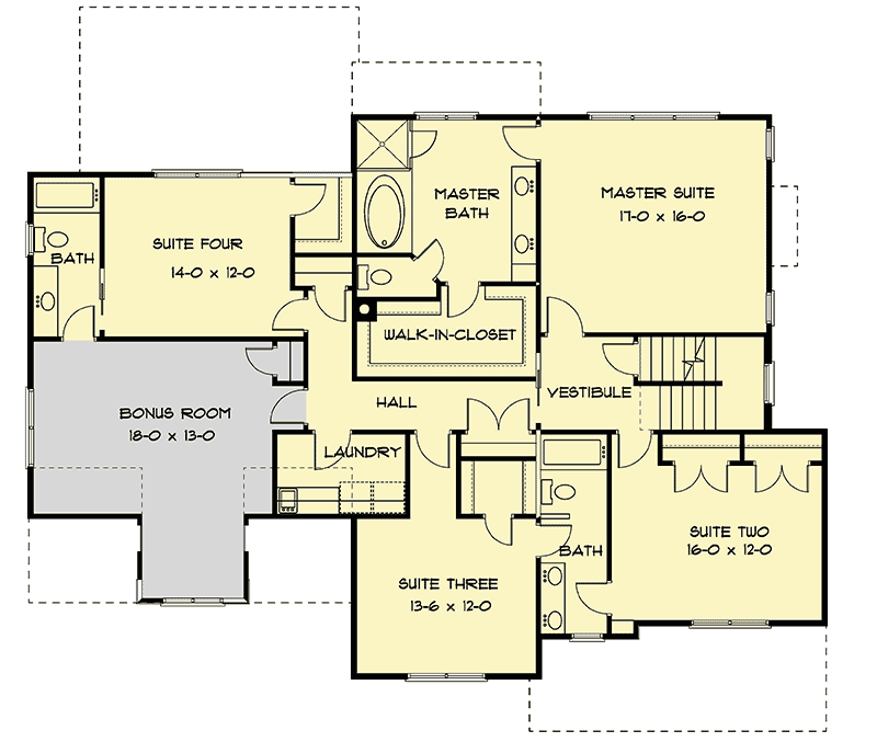 Plan 93100EL: Exclusive 4-Bed House Plan with Second-Floor Master Suite - Floor Plan - 2nd Floor - Traditional