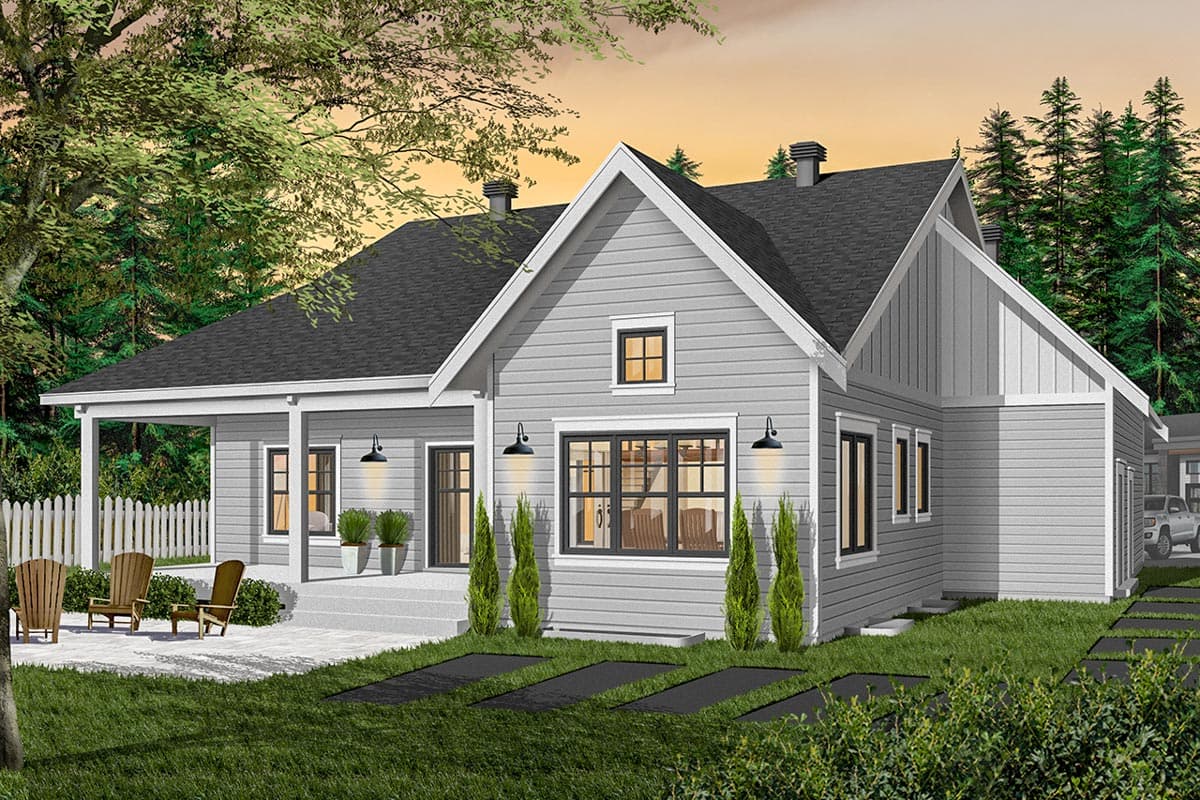 Plan 22536DR: 2-Bed Northwest Traditional Home Plan with Bonus Room - 1556 Sq Ft - Image #6 - Craftsman, New American, Northwest, Traditional