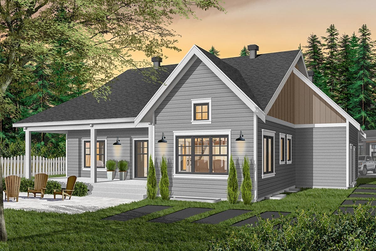 Plan 22536DR: 2-Bed Northwest Traditional Home Plan with Bonus Room - 1556 Sq Ft - Image #4 - Craftsman, New American, Northwest, Traditional