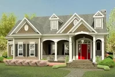 New American 4-Bed House Plan with First-Floor Master