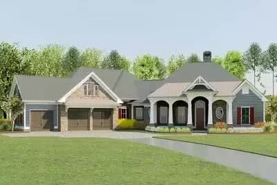4-Bed Craftsman Home Plan with Upstairs Expansion