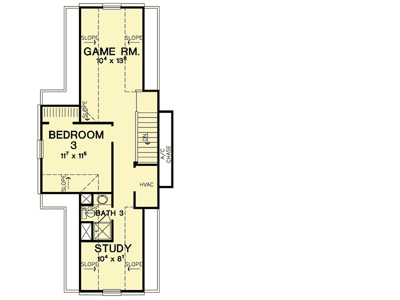 Plan 31193D: Hill Country House Plan with Upstairs Game Room and Study - 2189 Sq Ft - Floor Plan - 2nd Floor - Country, Hill Country