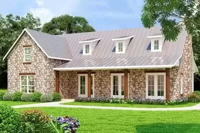 Hill Country House Plan with Upstairs Game Room and Study - 2189 Sq Ft