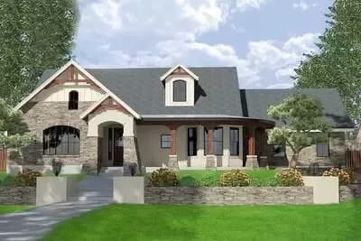 Hill Country House Plan with Sweeping Front Porch - 2108 Sq Ft