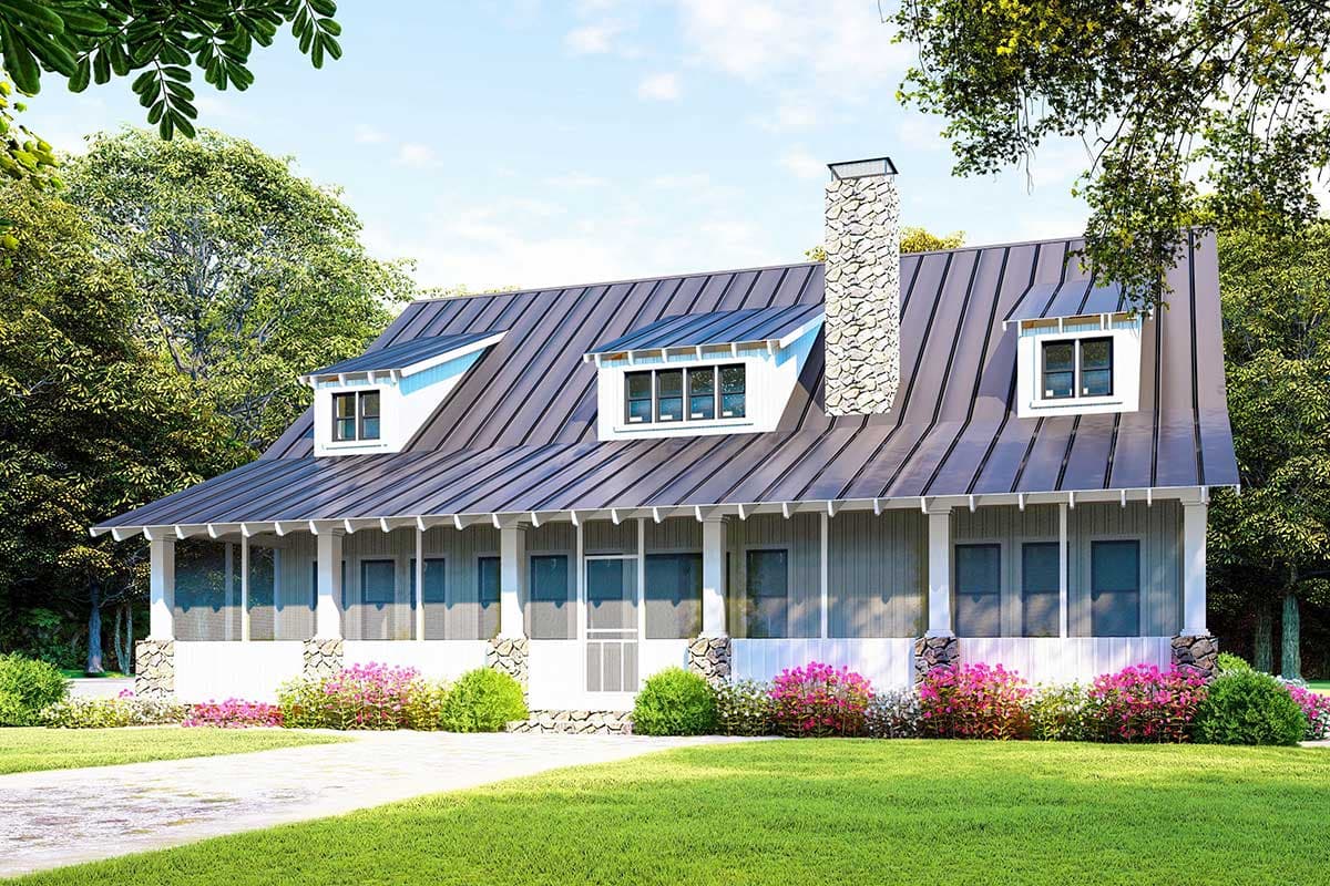 Plan 70609MK: Charming One-Story Country Farmhouse Plan with Vaulted Interior - 1982 Sq Ft - Image #4 - Country, Farmhouse, Modern Farmhouse, Southern, Traditional