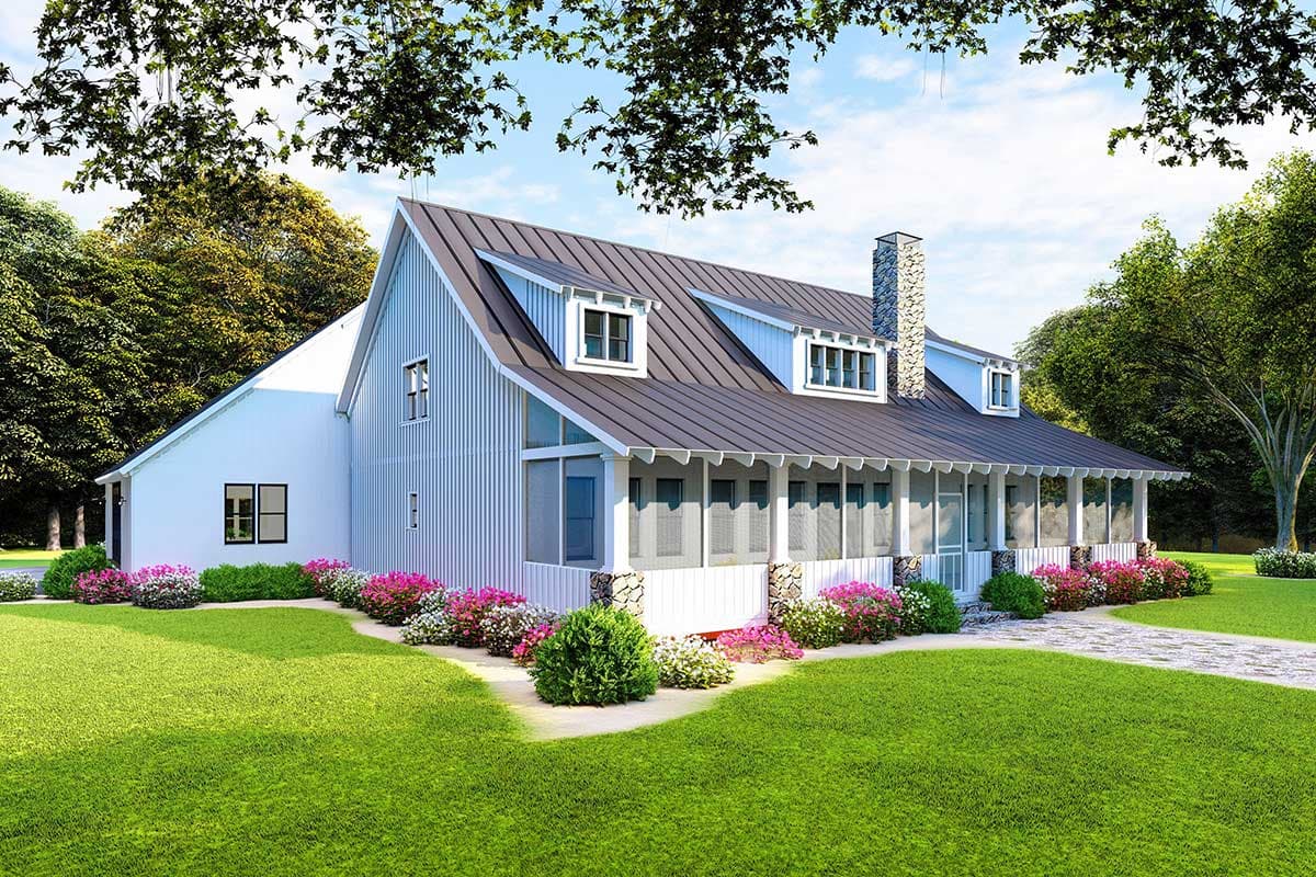 Plan 70609MK: Charming One-Story Country Farmhouse Plan with Vaulted Interior - 1982 Sq Ft - Image #6 - Country, Farmhouse, Modern Farmhouse, Southern, Traditional
