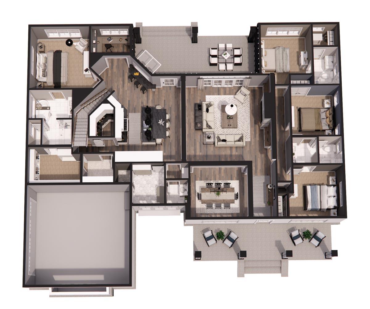 Plan 14675RK: 4-Bed New American House Plan with Exposed Rafter Tail Porch - Image #50 - Country, Farmhouse, Modern Farmhouse, New American, Northwest, Traditional