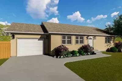 2-Bed Traditional Ranch House Plan - 1190 Sq Ft