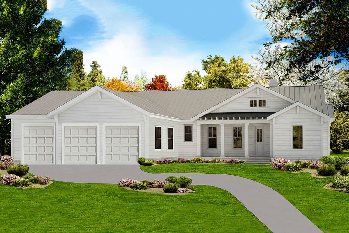 Plan 25658GE: One-Story New American House Plan with 3-Car Garage - Image #7 - Country, New American, Ranch, Southern
