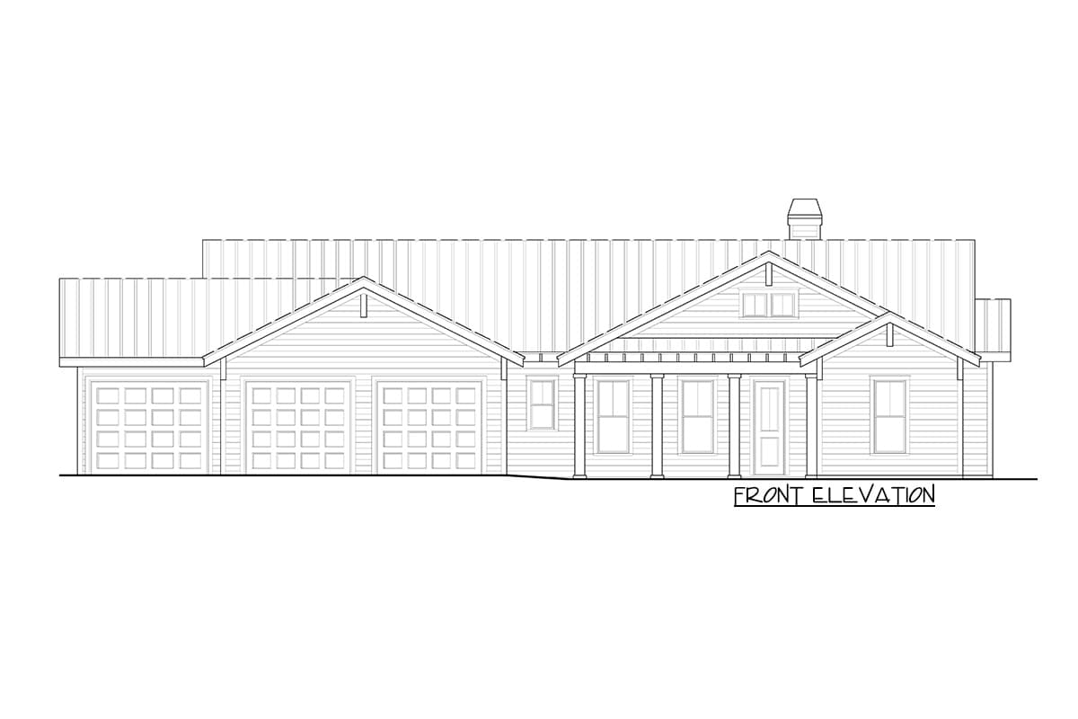 Plan 25658GE: One-Story New American House Plan with 3-Car Garage - Image #13 - Country, New American, Ranch, Southern