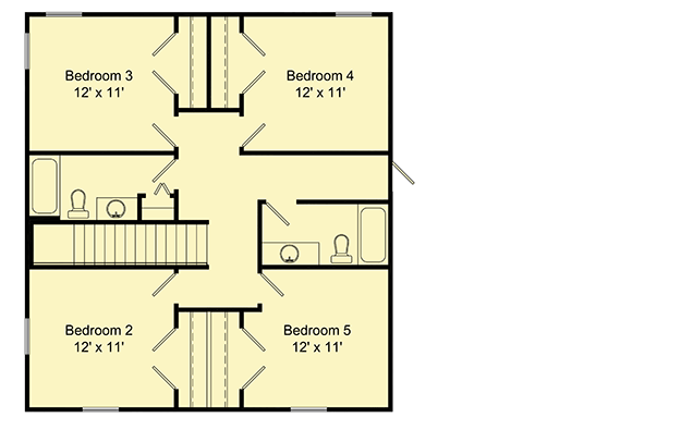 Plan 64320BT: Traditional Two-Story 5-Bed House Plan with First-Floor Master - Floor Plan - 2nd Floor - Traditional