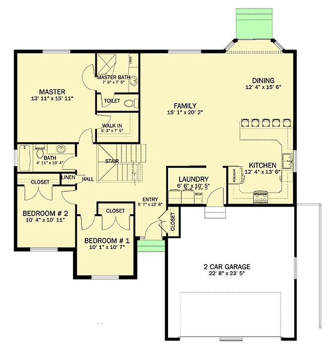 Plan 61314UT: One-Story House Plan with Lower Level Apartment - Floor Plan - Main Level - Ranch, Traditional