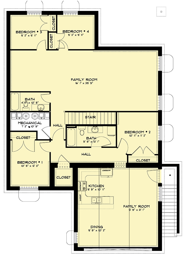 Plan 61315UT: Multi-Generational Home Plan with 3 Beds on Main Level and 4 Beds on Lower Level - Floor Plan - Optional Lower Level - Craftsman, Northwest, Traditional