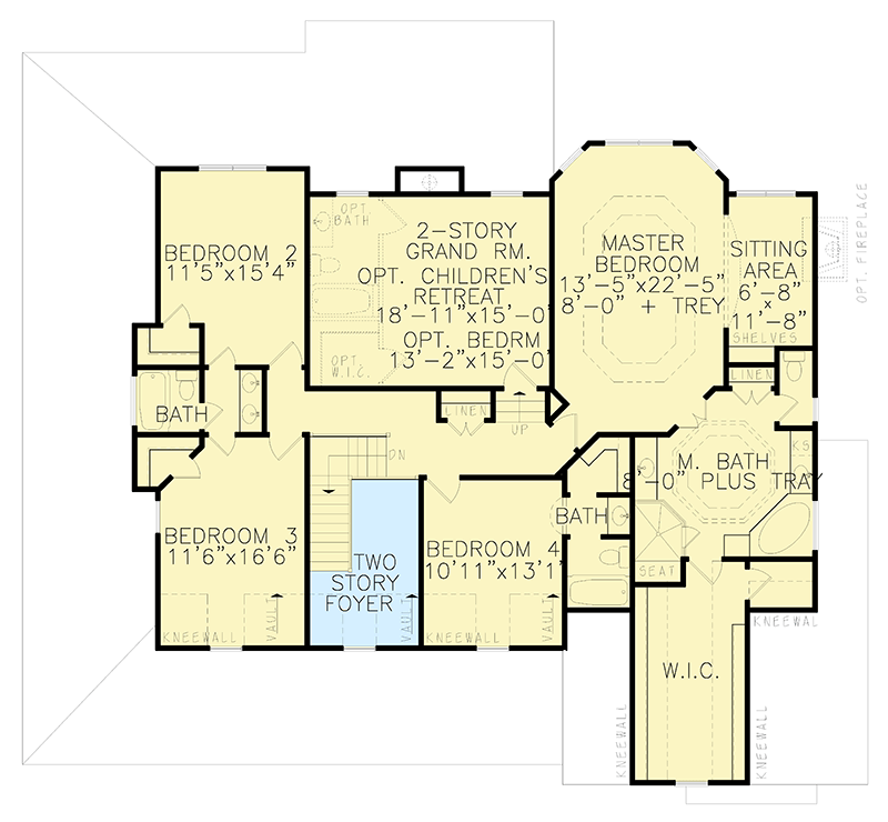 Plan 25659GE: Modern Farmhouse Plan with Wraparound Porch and Optional 2-Story Grand Room - 3261 Sq Ft - Floor Plan - Second Level - Country, Farmhouse, Modern Farmhouse, New American