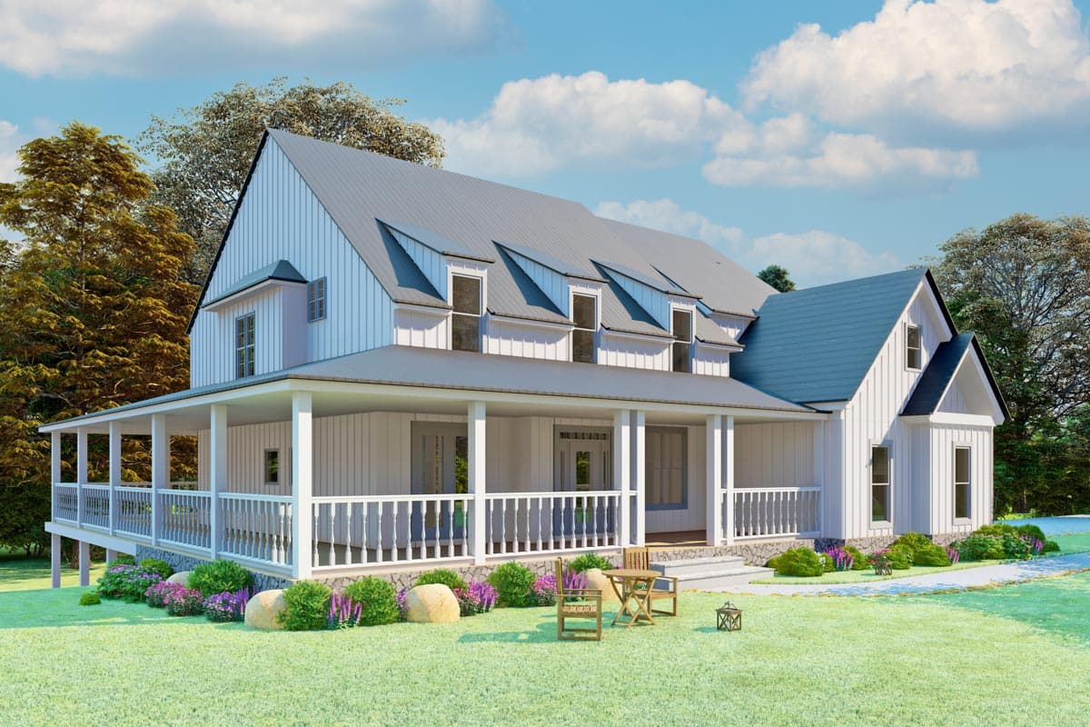 Plan 25659GE: Modern Farmhouse Plan with Wraparound Porch and Optional 2-Story Grand Room - 3261 Sq Ft - Image #4 - Country, Farmhouse, Modern Farmhouse, New American