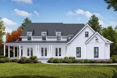 Modern Farmhouse Plan with Wraparound Porch and Optional 2-Story Grand Room - 3261 Sq Ft