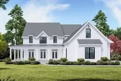 Country Farmhouse Plan with Wraparound Porch and Grand Master Suite - 3788 Sq Ft