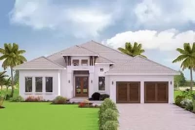 Contemporary 4-Bed House Plan with Study and Covered Lanai