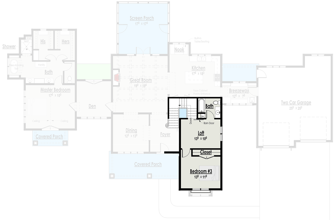 Plan 18301BE: Modern Farmhouse Plan with Private Master Wing - 2542 Sq Ft - Floor Plan - 2nd Floor - Country, Farmhouse, Modern Farmhouse, New American, Traditional