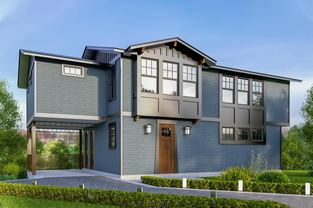 Plan 93105EL: Exclusive 3-Bed House Plan with Game Room and Carport - Image #44 - Contemporary, Northwest, Traditional, Vacation