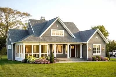 Modern Farmhouse Cottage Plan with Two Master Suites and a Detached 2-Car Garage