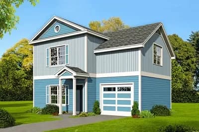 Delightful 2 Bed Traditional Home Plan with One Car Garage