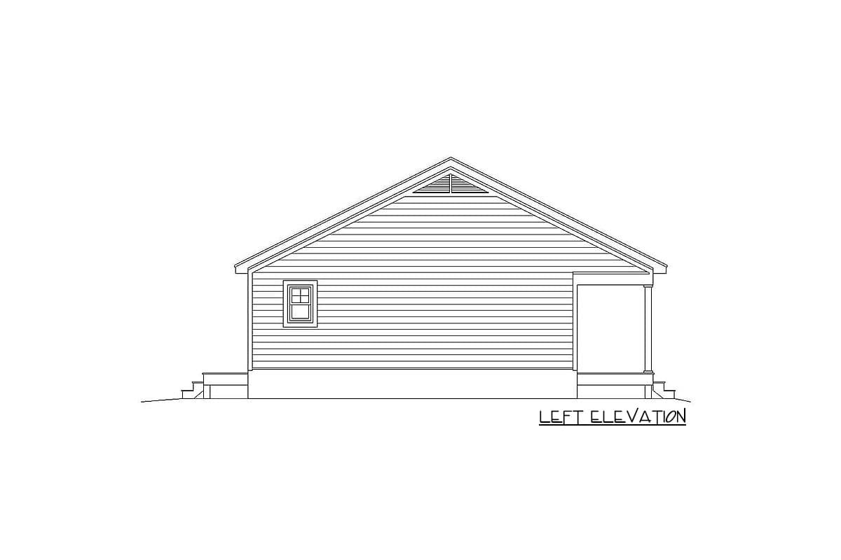 Plan 68574VR: One-Bed Tiny Country House Plan - 676 Sq Ft - Image #4 - Cabin, Cottage, Country, Traditional