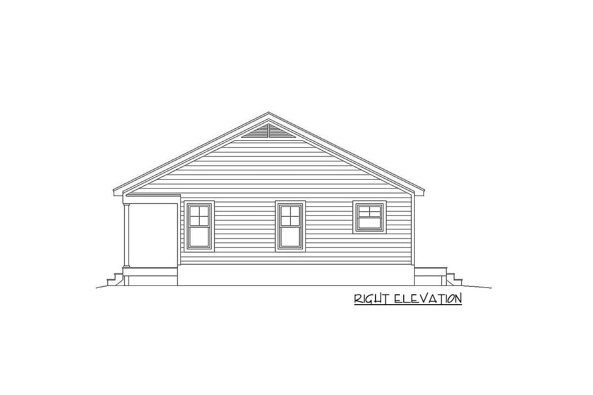 Plan 68574VR: One-Bed Tiny Country House Plan - 676 Sq Ft - Image #6 - Cabin, Cottage, Country, Traditional