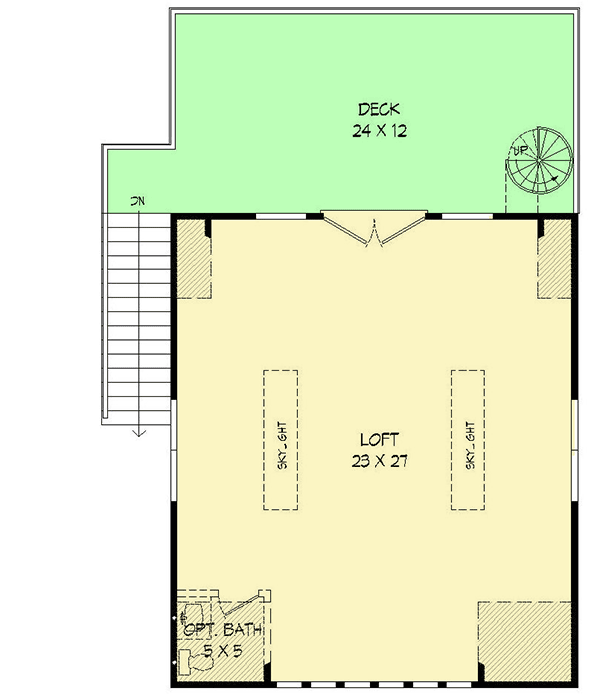 Plan 68575VR: Detached Carriage House with Sun Deck - Floor Plan - 2nd Floor - Carriage