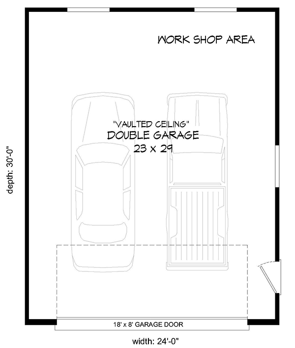 Plan 68576VR: Modern Double Garage - 720 Sq Ft - Floor Plan - Main Level - Mid Century Modern, Modern