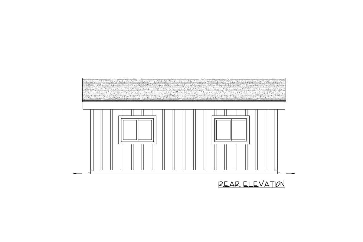 Plan 68576VR: Modern Double Garage - 720 Sq Ft - Image #5 - Mid Century Modern, Modern