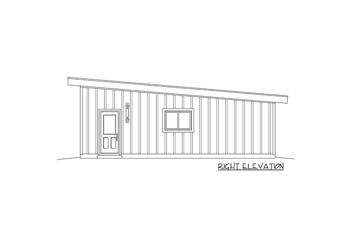 Plan 68576VR: Modern Double Garage - 720 Sq Ft - Image #6 - Mid Century Modern, Modern