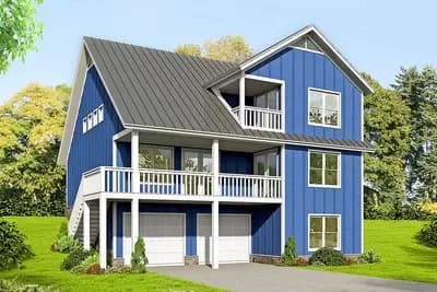 3-Bedroom House Plan with Two Master Suites for the Sloping Lot