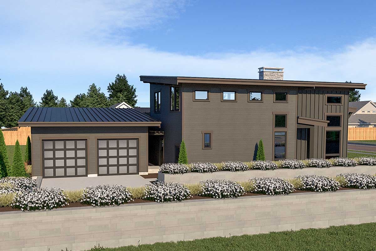 Plan 280024JWD: Splendid Contemporary House Plan with Detached Garage - 2102 Sq Ft - Image #82 - Contemporary, Mid Century Modern, Modern, Northwest