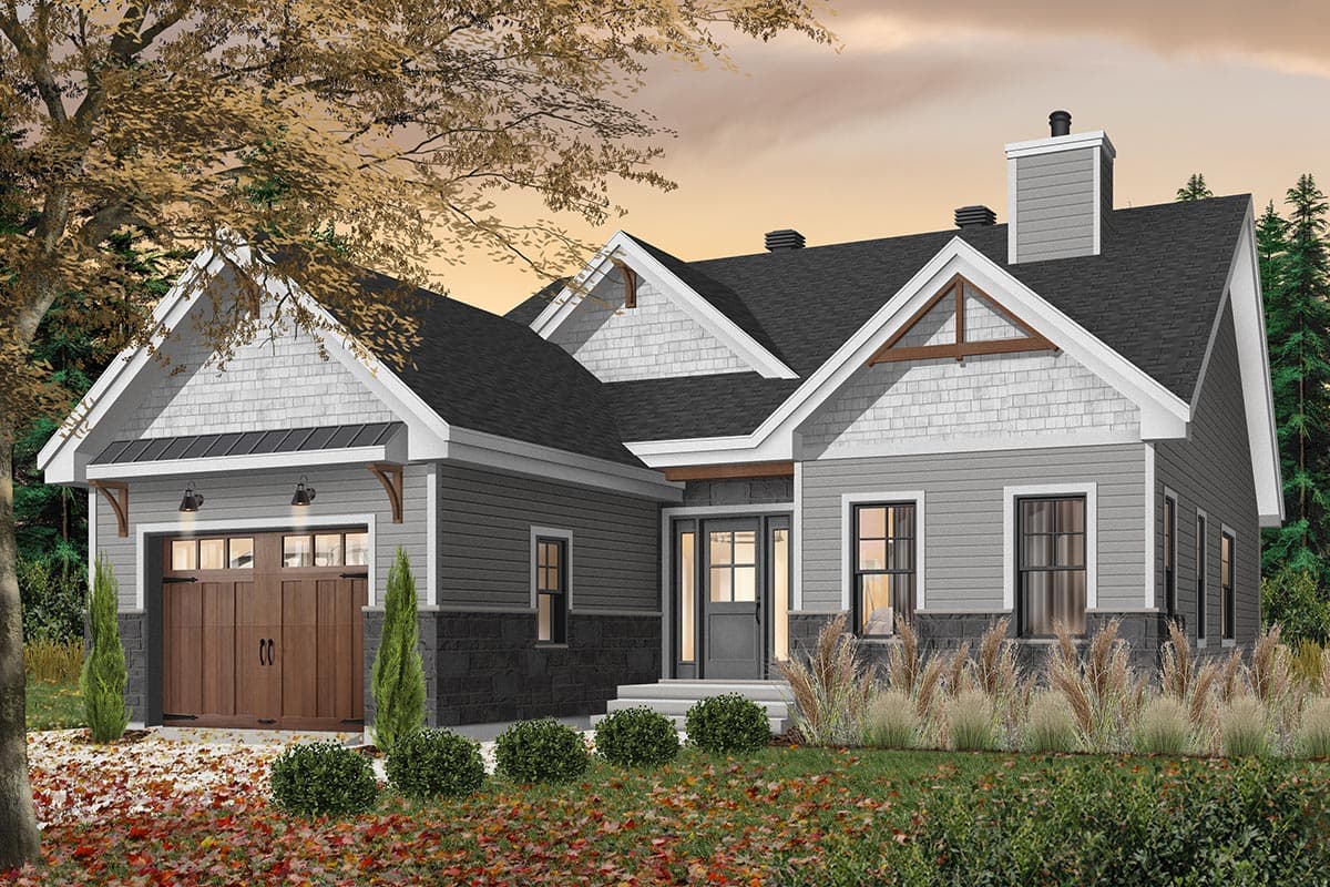 Plan 22537DR: One-Story 2-Bed House Plan with an Open Floor Plan - Image #5 - Cottage, Craftsman, New American, Traditional