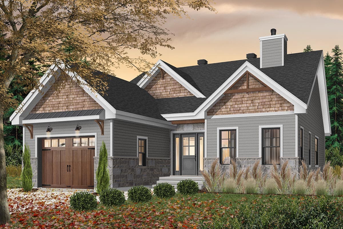 Plan 22537DR: One-Story 2-Bed House Plan with an Open Floor Plan - Image #4 - Cottage, Craftsman, New American, Traditional