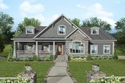 Lovely 4-Bed House Plan with Office and Screened Porch
