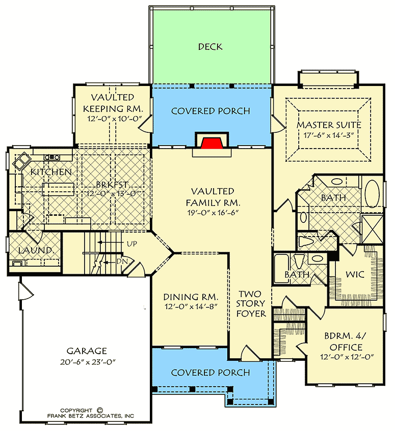 Plan 710002BTZ: Two-Story Mult-Gabled Traditional Home Plan - Floor Plan - Main Level - Southern, Traditional