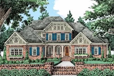 5-Bed House Plan with 2-Sided Fireplace
