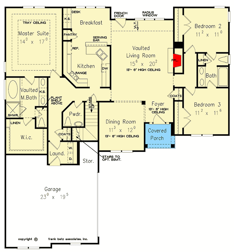 Plan 710011BTZ: One-Story Split Bedroom European-Influenced House Plan with Bonus Expansion - Floor Plan - Main Level - Southern, Traditional