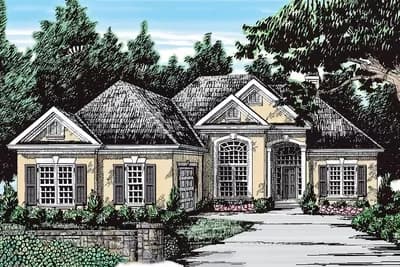 One-Story Split Bedroom European-Influenced House Plan with Bonus Expansion